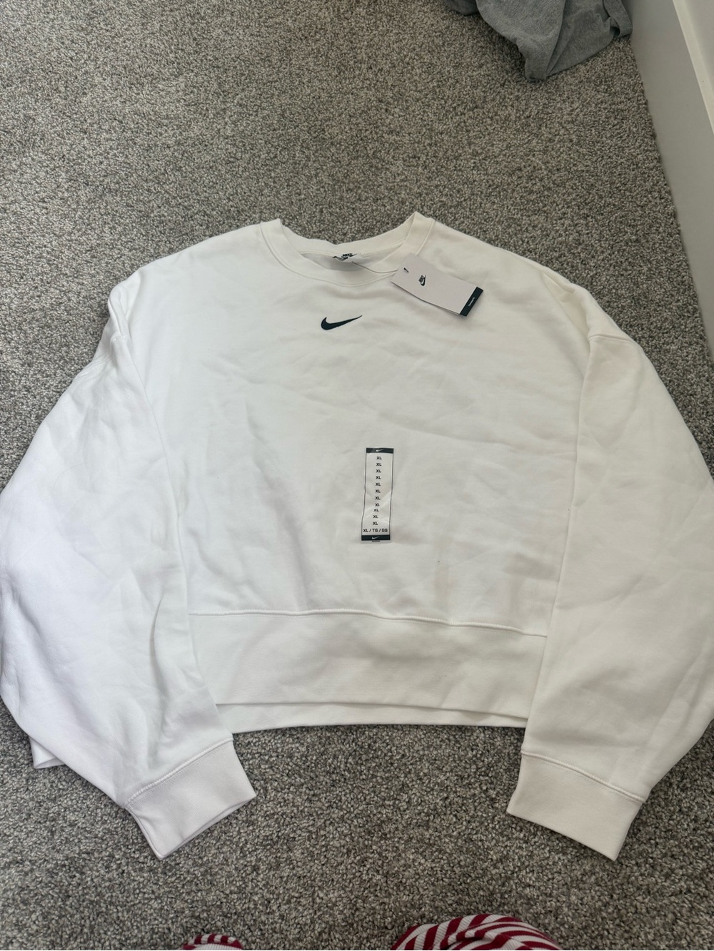 Nike White Crewneck Sweatshirt with Black Swoosh